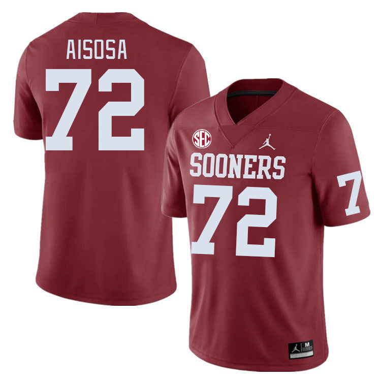 Men #72 Josh Aisosa Oklahoma Sooners 2024 SEC Conference College Football Jerseys-Crimson